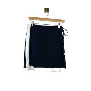 NWT Halston Women’s Faux Wrap Mini Skirt in Black/White Size S